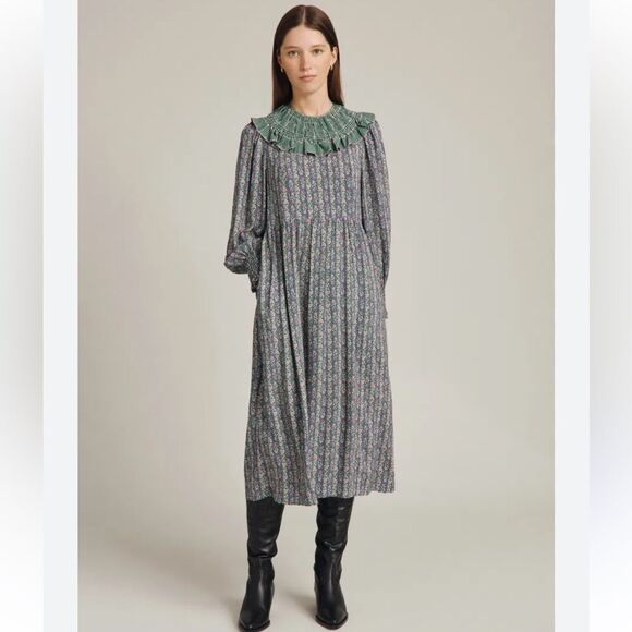 GHOST Arya Midi Dress Floral Cottagecore Romantic Bodice Size Small - Picture 1 of 13